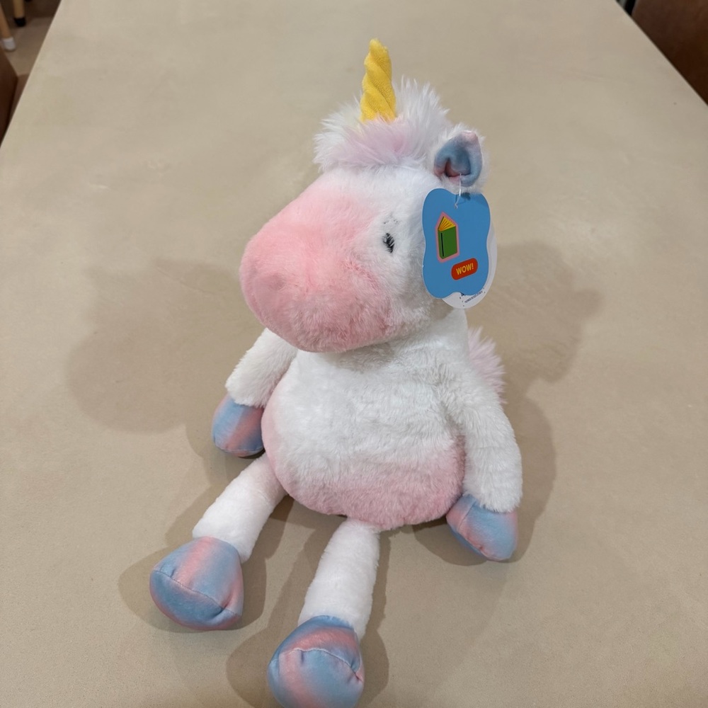 Plush Unicorn Toy - Pink and White